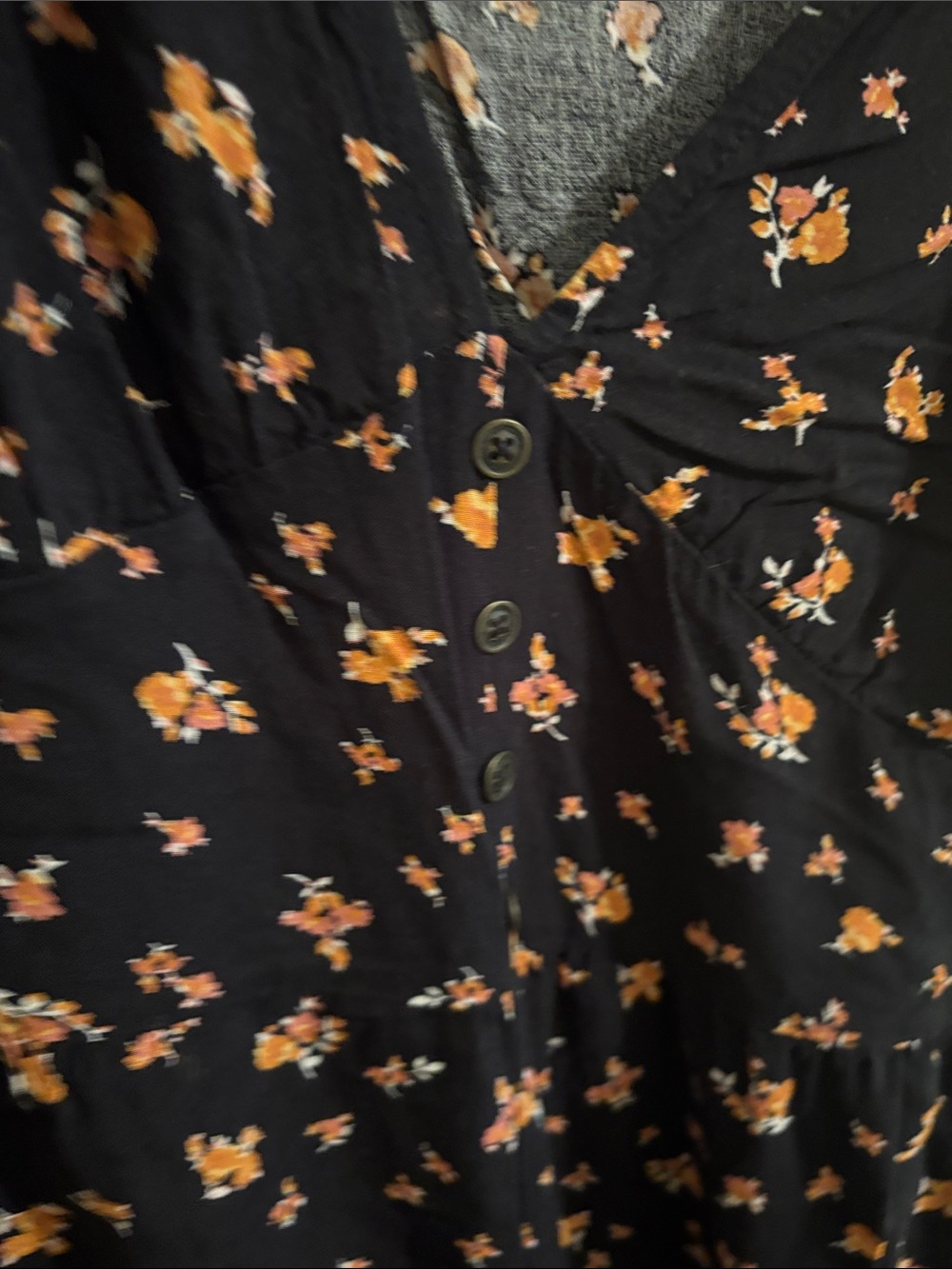 Xhiliration black Floral jumpsuit with Peach Accent Print - Picture 3 of 5